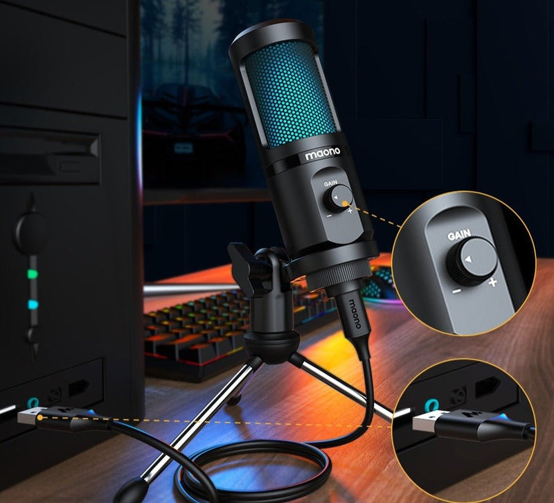 MAONO Crizz™ Gaming Microfone USB Desktop e Condenser Podcast - Decristian